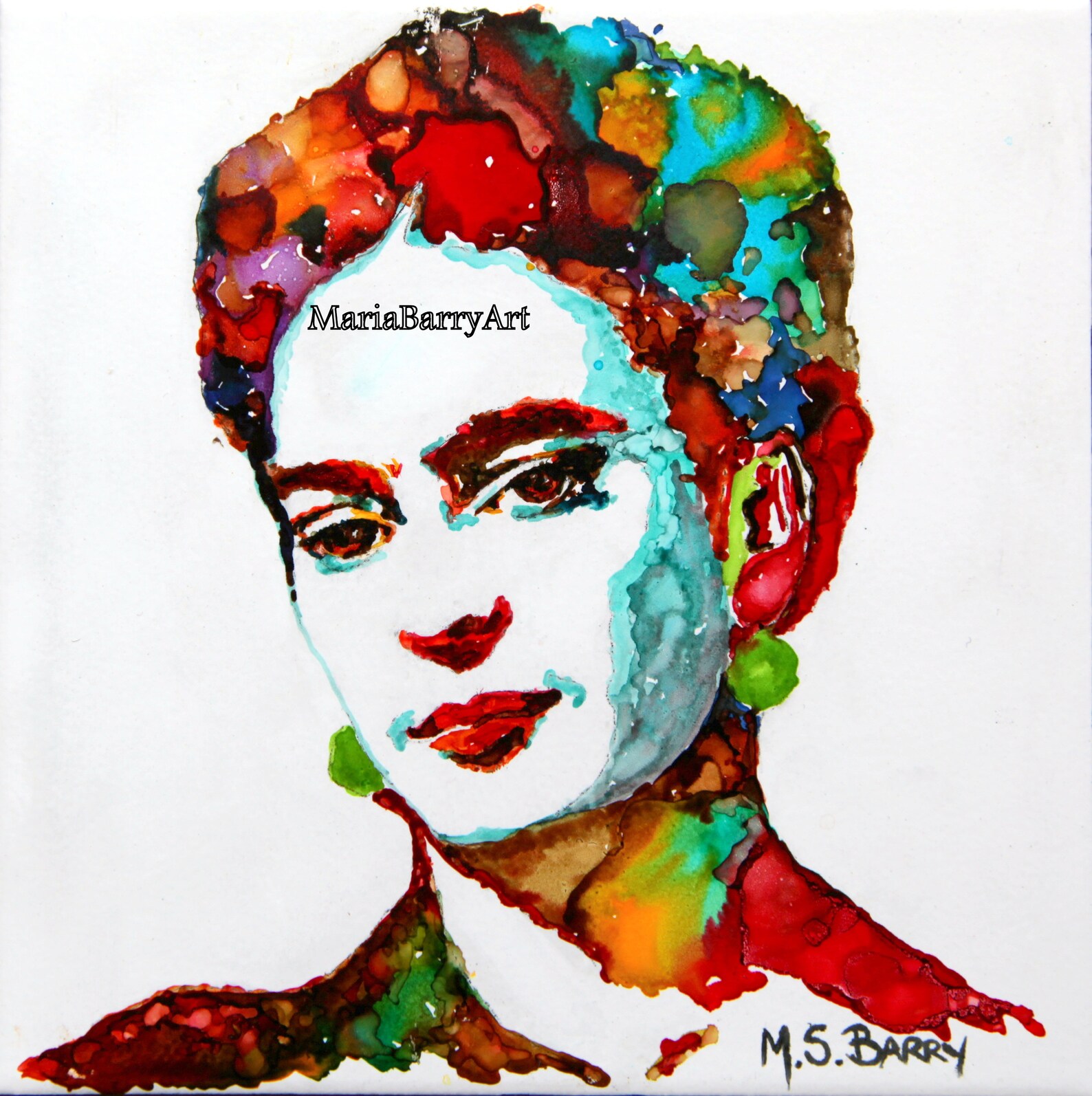 Frida Kahlo Print From an Original Alcohol Ink Painting of Etsy