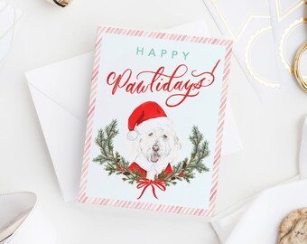 Goldendoodle Dog Christmas Greeting Card - Christmas Puns - Holiday Puns - Watercolor Dog - Whimsical Christmas Card - Holiday Card