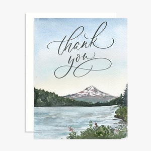 Majestic Mountain Thank You Greeting Card - Mount Hood Watercolor Card - Mount Hood Art - Oregon Card - Portland Oregon Card -Watercolor PNW