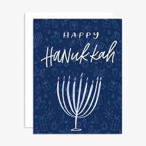 Happy Hanukkah Card Holiday Greeting Card Chanukah Card Festival of Lights Card Menorah Card image 2