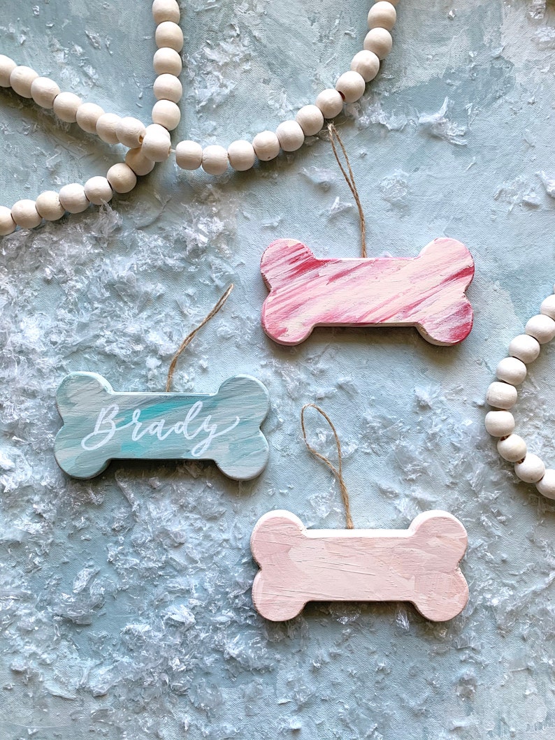 DOG BONE Personalized Holiday Ornaments Hand Painted with Etsy