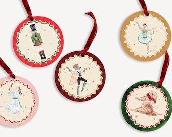 Nutcracker Ballet Gift Tags - Set of 10 - Holiday Gift Wrap - Hanging Gift Tag -