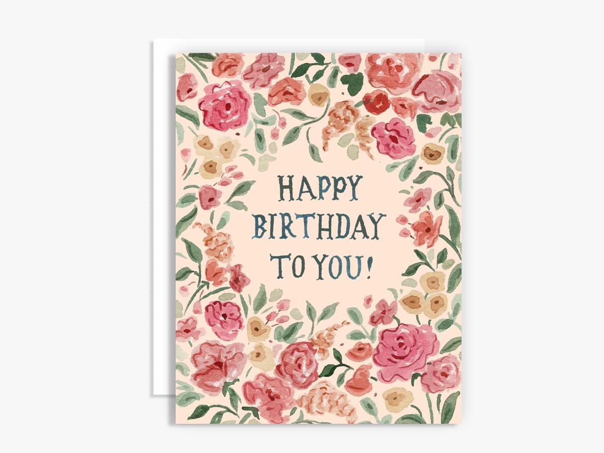 Watercolor Floral Birthday Card - Watercolor Flowers - Hand Lettering ...
