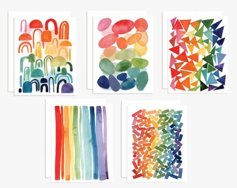 Rainbow Greeting Cards - Set of 5 - Colorful - Bright - Happy Mail
