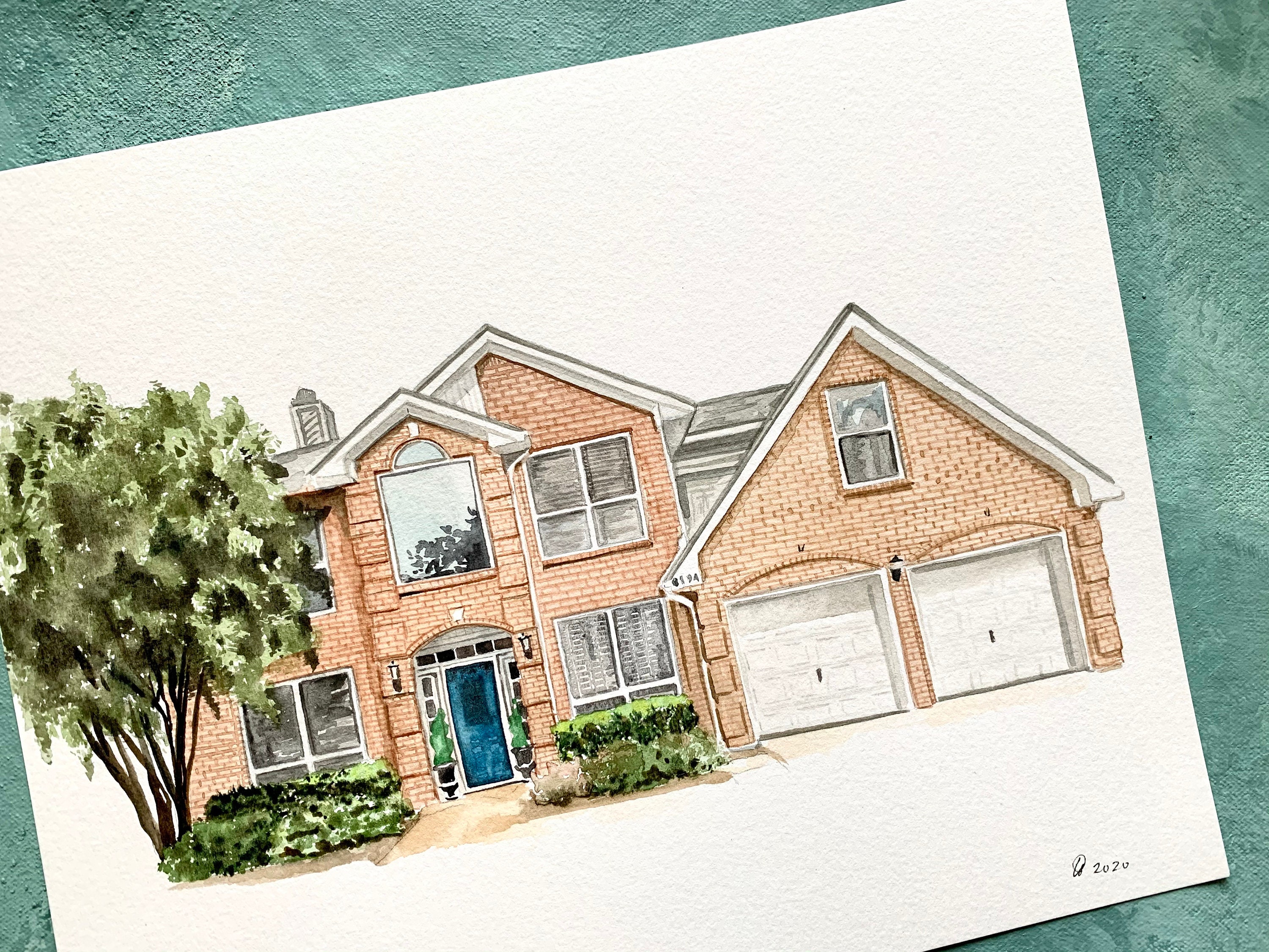Custom Hand Painted Watercolor House Portrait First Home Gift Keepsake ...