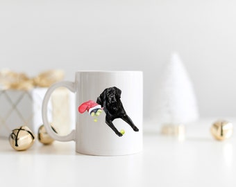 Labrador Retriever Dog Christmas Mug - Black Lab with Tennis Balls - Coffee Cup - Stocking Stuffer - Dog Gift - Christmas Puns - Holiday Pun