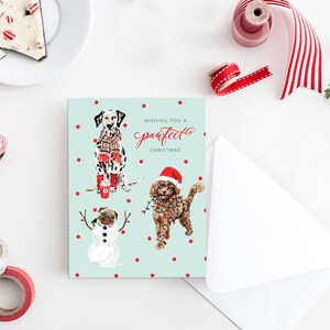 Ich wünsche Ihnen eine Pawfect Weihnachts-Hunde-Grußkarte - Urlaubs-Grußkarte - Weihnachtswelpen - Aquarell-Weihnachtskarte - Doodle-Karte