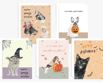 The Spooky Collection - Halloween and Fall Greeting Cards - Set of 5