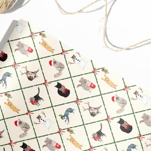 Christmas Cats Watercolor Gift Wrap Sheets - Watercolor Cats - Cat Wrapping Paper - Watercolor Christmas Wrapping Paper