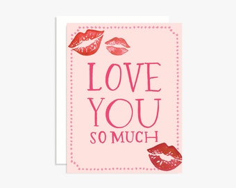 Love You So Much Watercolor Lips Valentine's Day Greeting Card
