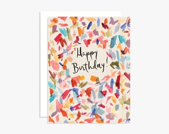 Tarjeta de felicitación de cumpleaños con paleta de pintor - Tarjeta de acuarela arcoíris - Tarjeta de cumpleaños alegre - Tarjeta de cumpleaños en acuarela - Para un amigo