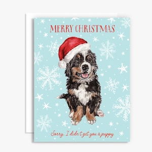 Desculpe, não comprei um cartão de Natal de cachorrinho para você - Cartão de Natal fofo - Cartão de Natal em aquarela - Natal de cachorrinho - Natal fofo - Cartão de cachorro