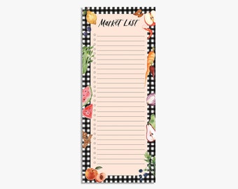 Farmer's Market Gingham Grocery List Notepad - To Do List - Stocking Stuffer - Grocery List - Shopping List - Market List - Gift for Her