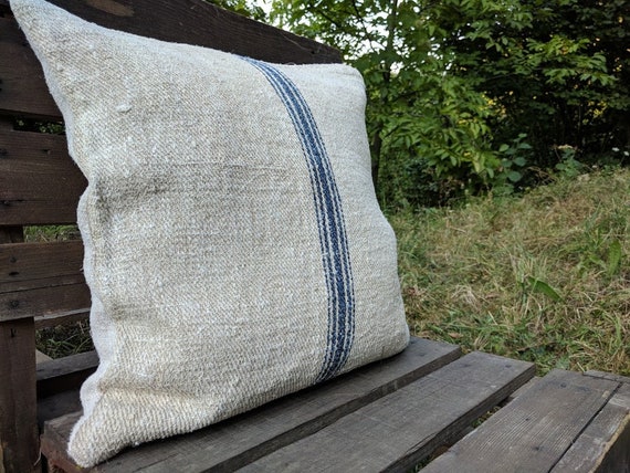 Vintage Authentic Grain Sack Pillow Cover Antique Linen Etsy