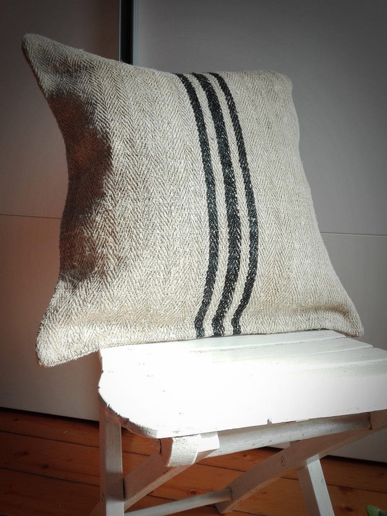 Vintage Authentic Grain Sack Pillow Cover / Antique linen Etsy