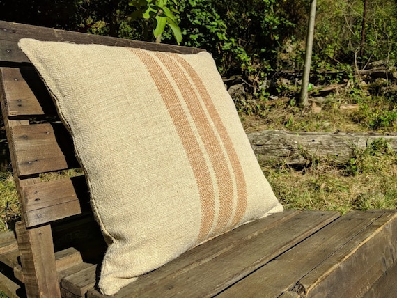 Vintage Authentic Grain Sack Pillow Cover Antique Linen Etsy