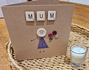 Mothers Day Card, Greetings card, button card