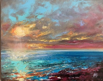 Seascape Sea of light. ORIGINAL Oil Painting.Canvas.Gallery wall. Contemporary art.