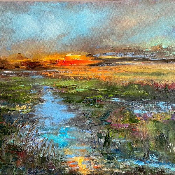 Wilderness’s Golden Glow. Original Oil painting. Landscape. 50cm x40cm