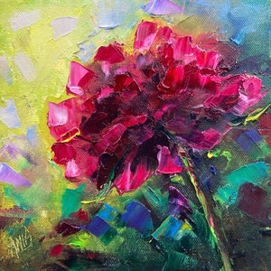 Peony Delight - Original Floral Oil Painting on Stretched Canvas - Vibrant Palette Knife Art - Home Decor - Gift Idea.