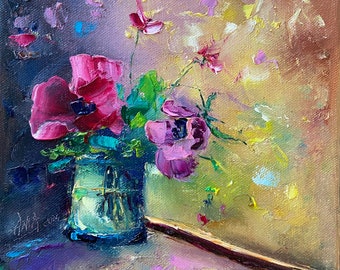 Spring Glow: Cherished Blossoms.  Oil Painting. Stretch Canvas.