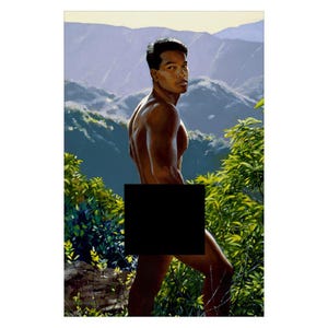 Hawaiian Morning, poster, Asian-Hawaiian male, gay art, male art, gay interest. (Mature)