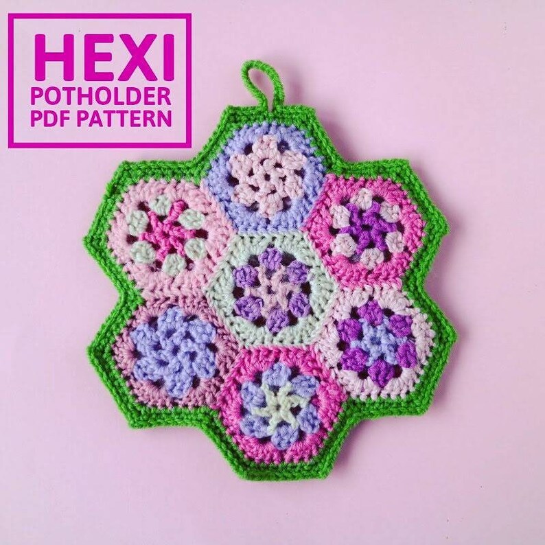 Hexi Pot Holder Pattern crochet oven mitt hot pad heat mat. Etsy