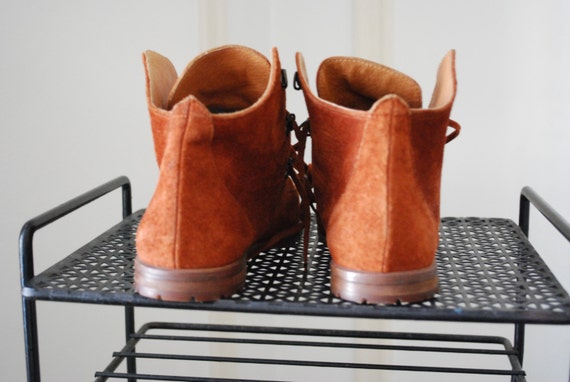 Burnt orange suede ankle boots - image 5
