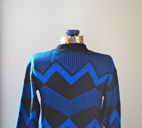 Sparkly electric blue chevron sweater - image 4