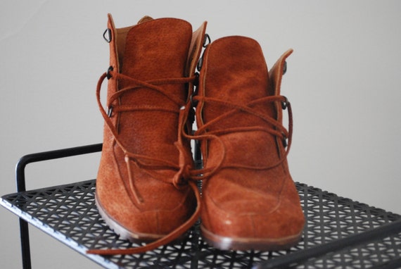 Burnt orange suede ankle boots - image 2