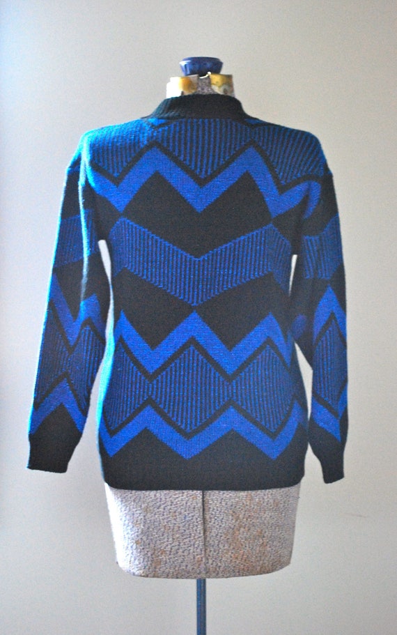 Sparkly electric blue chevron sweater - image 5