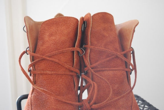 Burnt orange suede ankle boots - image 4