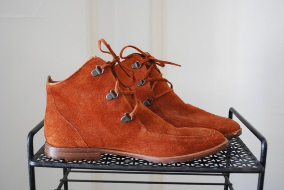Burnt orange suede ankle boots - image 1