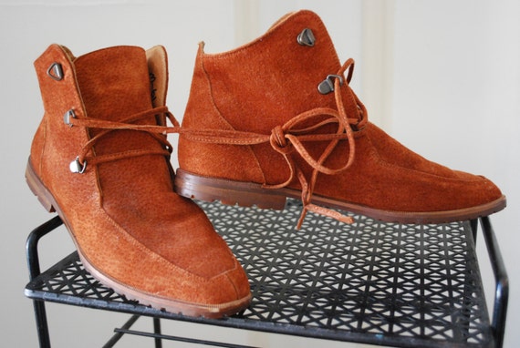 Burnt orange suede ankle boots - image 3