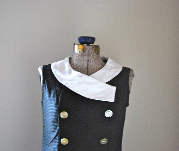 Black Double Breasted Blouse with Sailor Collar an