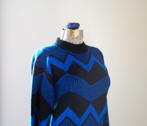 Sparkly electric blue chevron sweater