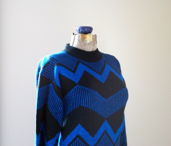 Sparkly electric blue chevron sweater - image 1