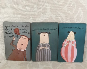 THREE MAGNETS, printed magnets, refrigerator magnets, magnets, set of three