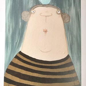 Impresión de fotografía original, ilustración, con pájaro.