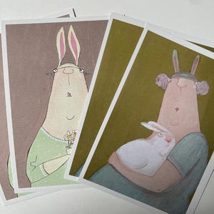 cartões de felicitações, cartões de Páscoa, coelhos