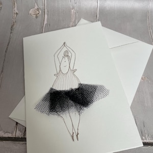 Handgestaltete Karte mit Umschlag, edles Papier, bestickt