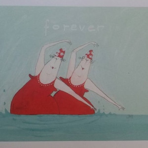 Vier mal Kunstpostkarte, Freundschaftskarte, Druck von Originalbild