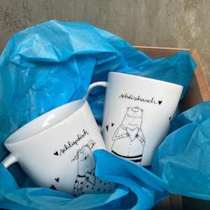 Tazze, tazzine, tazze doppie, tazze per coppie, tazze da caffè, tazze da tè, TAZZE DA MATRIMONIO, in confezione regalo con biglietto