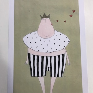 PRINT KING, digital print A4 from original image, illustration, funny king