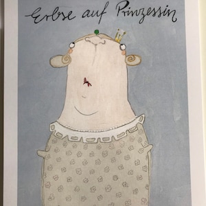 Impressão da imagem original, ilustração, ervilhas na princesa