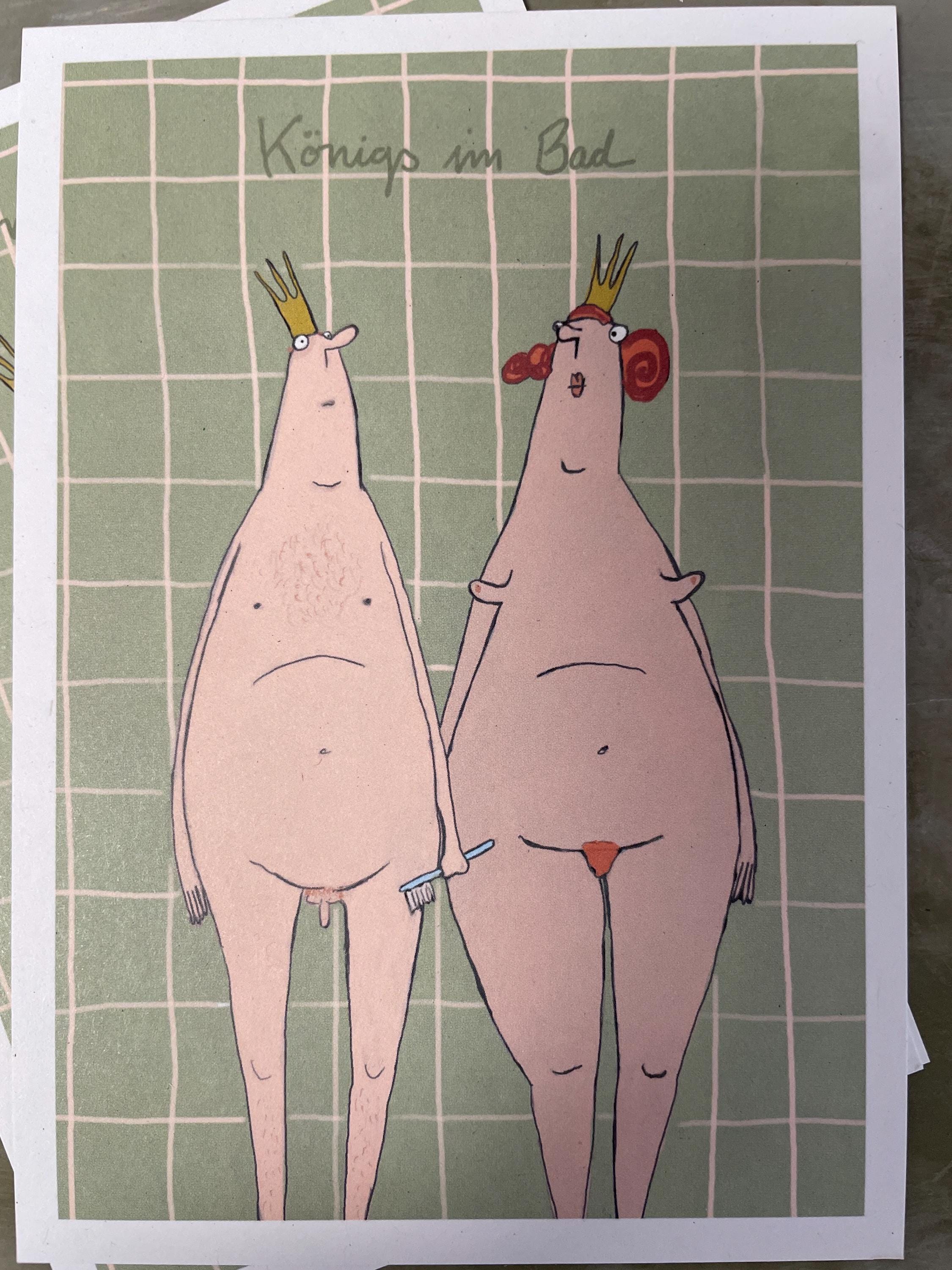 set of postcards, print from original artwork, funny card