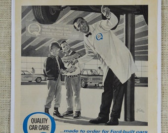 Ford Lincoln Mercury Quality care service center ad //  Vintage magazine print ad // Vintage ephemera