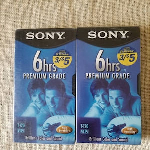 Vintage Sony -premium grade VHS Video Cassette -  Blank 6 hour VHS Tapes - New & Sealed