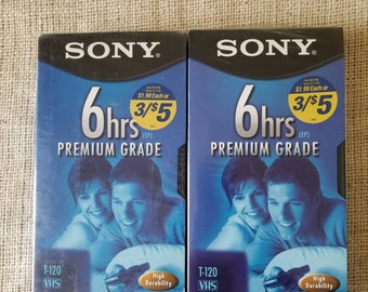 Vintage Sony -premium grade VHS Video Cassette -  Blank 6 hour VHS Tapes - New & Sealed