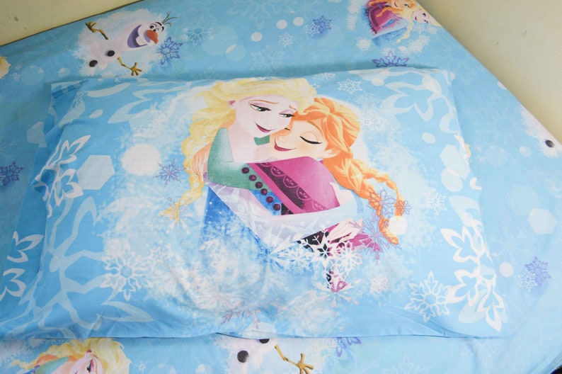 Ana And Elsa Frozen Twin Bed Sheet Flat Pillow Case Fabric